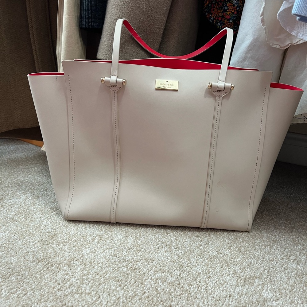 Kate Spade Cream and Pink Tote Bag